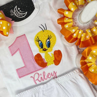 Traje de cumpleaños personalizado de Tweety Bird, traje de tutú de Tweety Bird, vestido de Tweety Bird