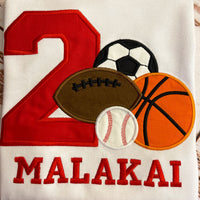 Camiseta de cumpleaños con tema deportivo, camiseta de cumpleaños de baloncesto de fútbol de béisbol, camiseta bordada de fútbol, ​​camiseta de cumpleaños de béisbol
