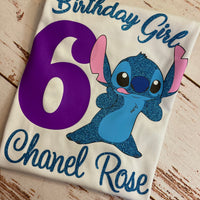 Lilo and Stitch Theme Family birthday shirts, Stitch glitter birthday shirt