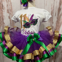 Traje de cumpleaños de Mardi Gras Tutu, traje de Mardi Gras, vestido de Mardi Gras