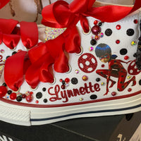 Miraculous Ladybug Bling Converse, zapatos milagrosos, Converse personalizados, zapatos de mariquita personalizados, zapatillas personalizadas, zapatillas de mariquita milagrosa